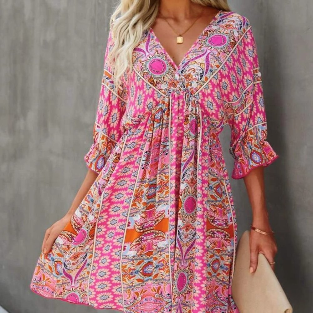 SHEIN Pink Print Dress Size XL
